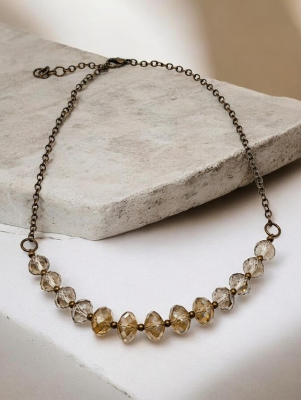 Delicate Faceted Bead Necklace in Smoky Brown - Vintage